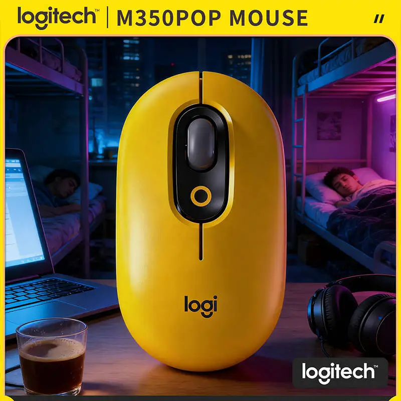 

Тонкая мышь Logitech M350 POP с технологией Silent Touch, из переработанного пластика, Bluetooth Low Energy, для macOS, Windows, ChromeOS