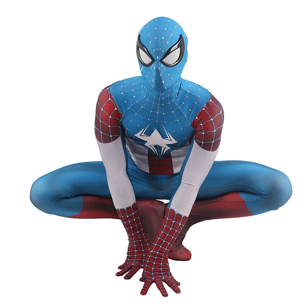 Captain America Cosplay Steven Rogers Costume Superhero Spandex 3D Printed Halloween Costume Cosplay Zentai Suits For Adult/Kids