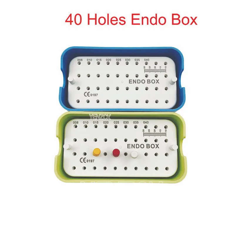 Dental Endo Box With Ruler 40 Holes Blocks Stand for Endo Files Autoclavable Sterilization Case