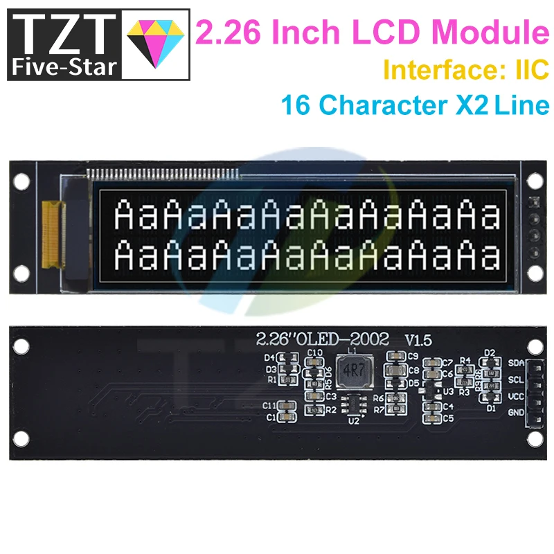 Imagem -03 - Tzt-módulo de Tela Oled Branco para Arduino Ips 1602 Caracteres Interface Iic Ks0066 Drive ic 3.3v 2.26 in 4pin