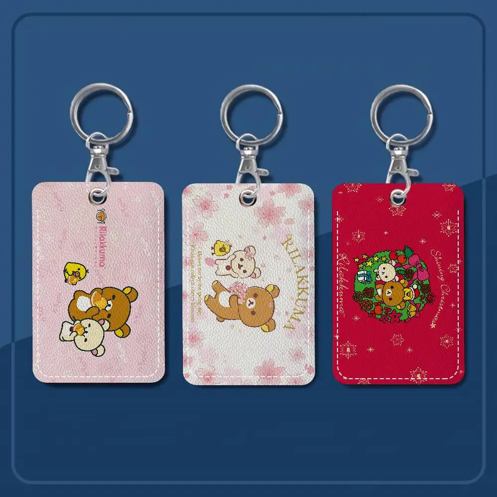 R-Rilakkuma Style PU Access Card Holder With Keychain - Executive Protection For Bank Card,Subway, Bus Card Case