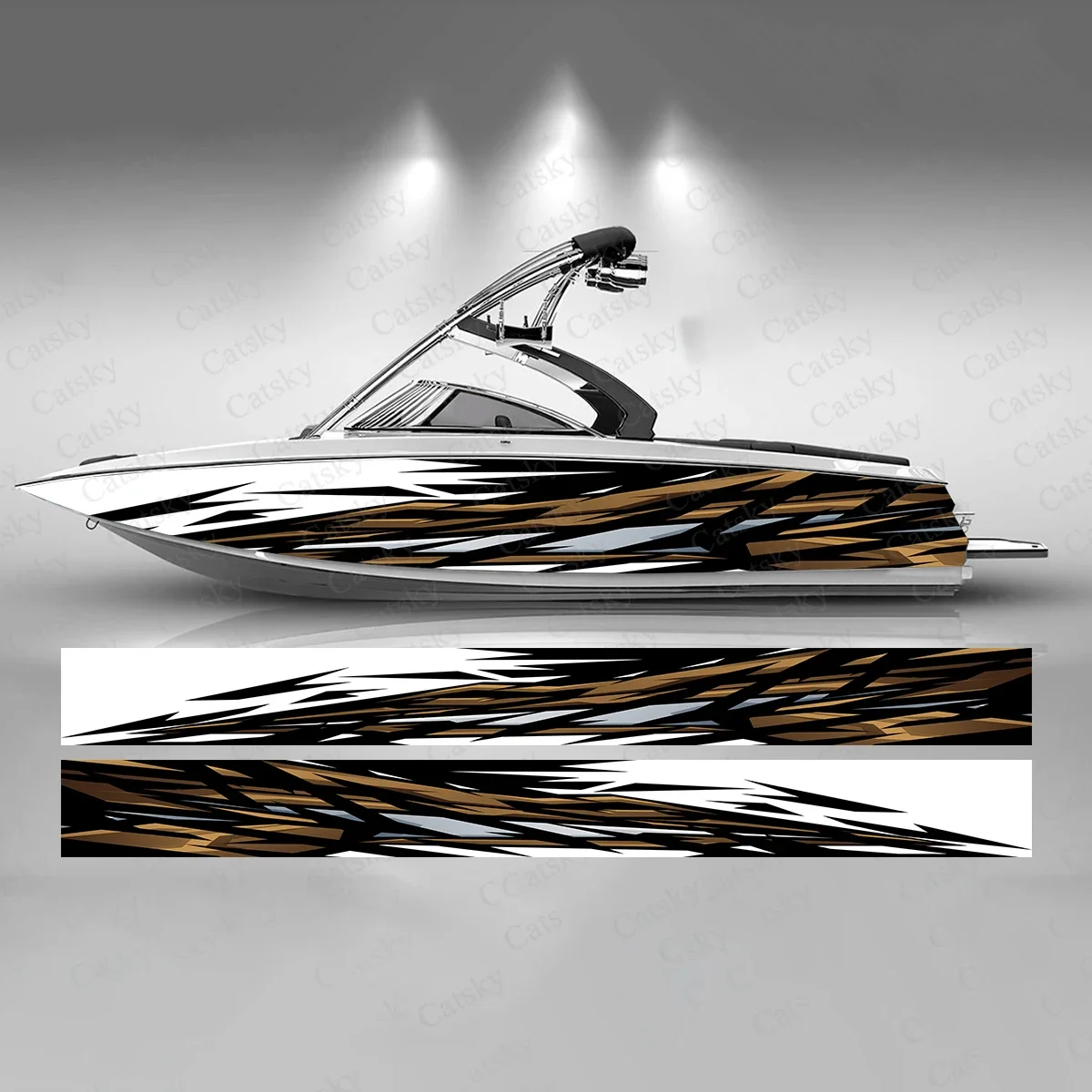 

Gold Gradient Stripes Boat Sticker Fashion Custom Fish Boat-Sticker Vinyl Waterproof Boat Wrap Graphic Boat Wrap Decal