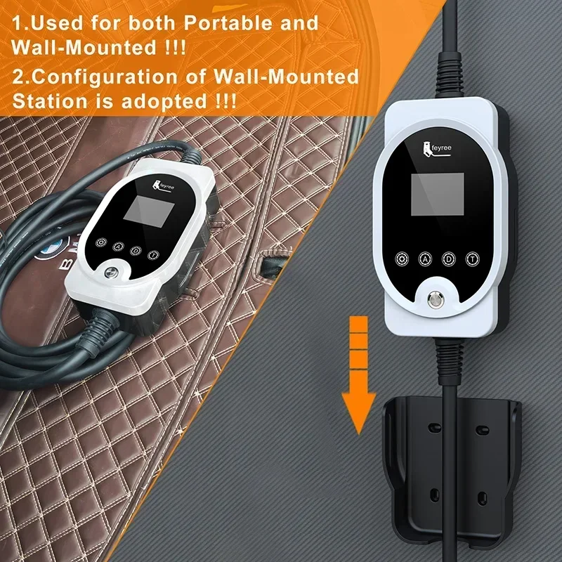 feyree GB/T EV Charger 11KW 16A 3Phase EVSE Wallbox APP WIFI Control EV Charging Station 5m Cable CEE Plug for Electric Vehicle