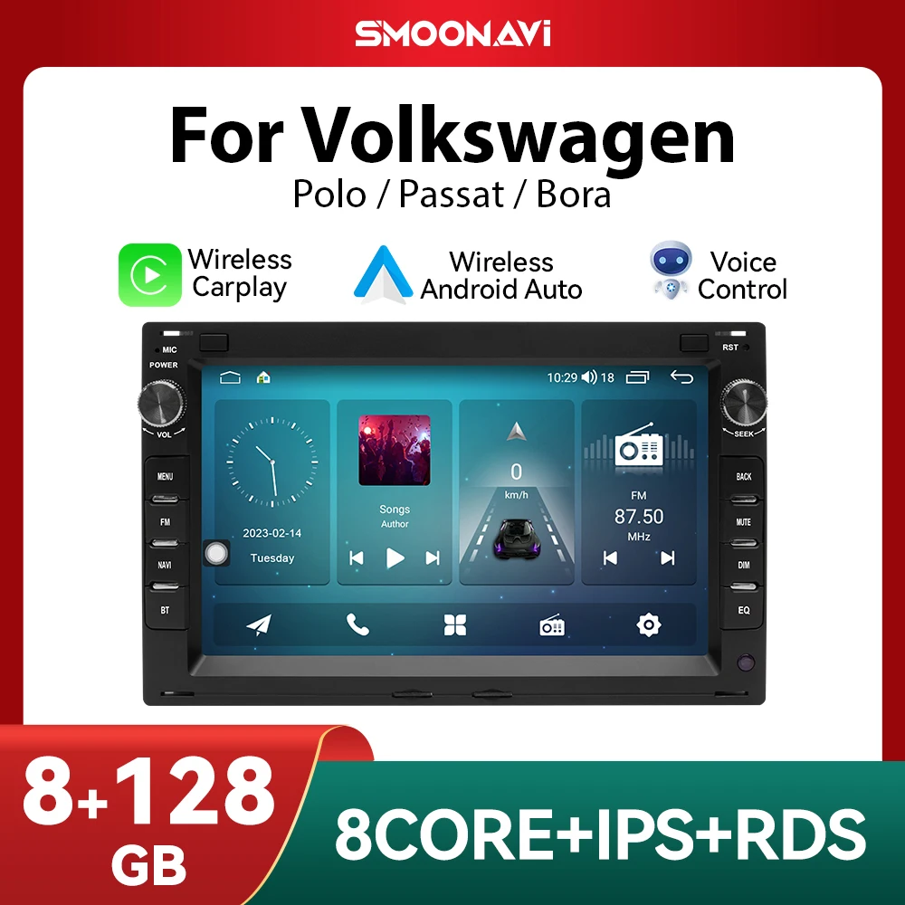 8g 128g kabelloses Carplay Android 12 Autoradio-Player für VW Passat B5 MK4 MK5 Sharan Jetta Bora