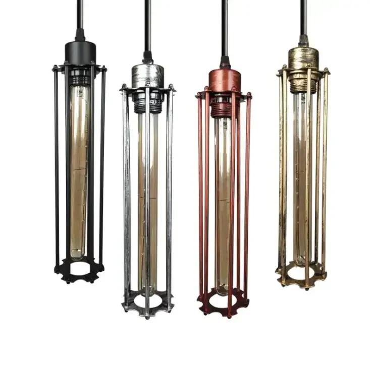 American style rural retro industrial creative restaurant European long iron frame single head chandelier flute Chandelier