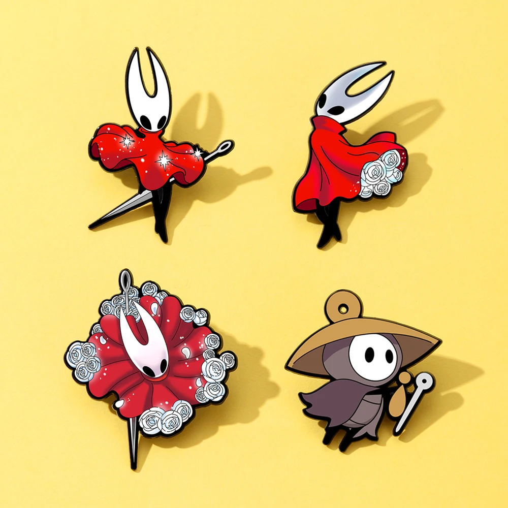 4pcs Hollow Knight Silksong Enamel Pin Set Cartoon Brooch Lapel Pins for Backpacks And Clothes Accessories Gift
