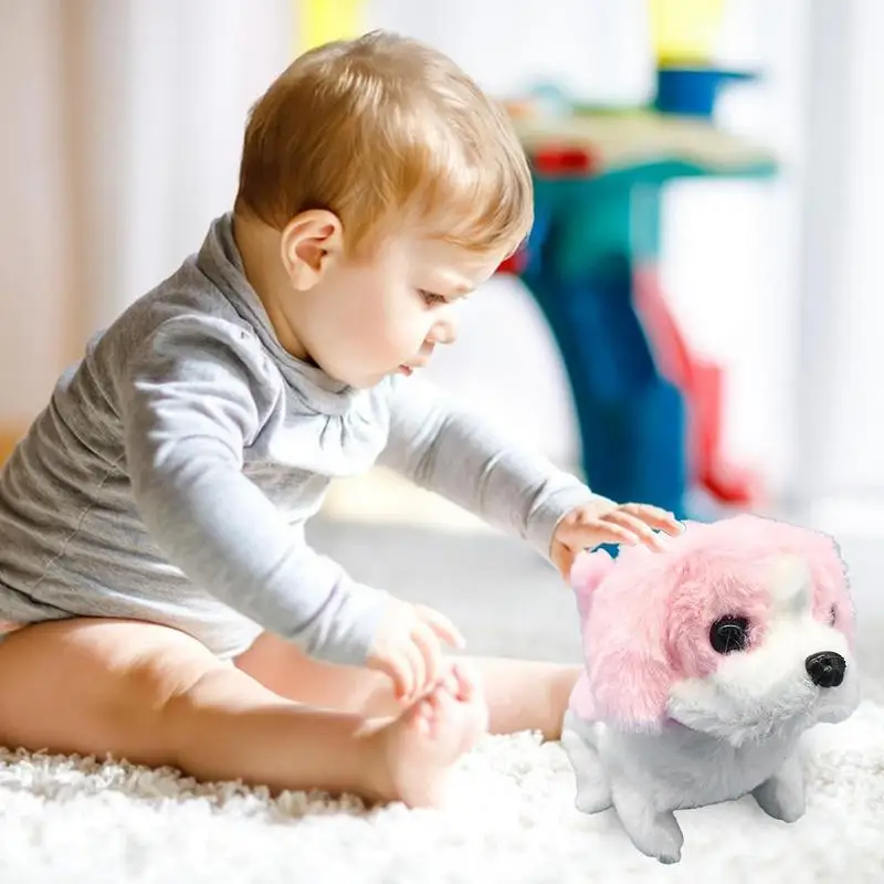 Eletrônico Andando Barking Robotic Puppy Pet Dog Plush Toy Bateria Controle Simulação Dog Interactive Toy Presente De Aniversário Para Crianças