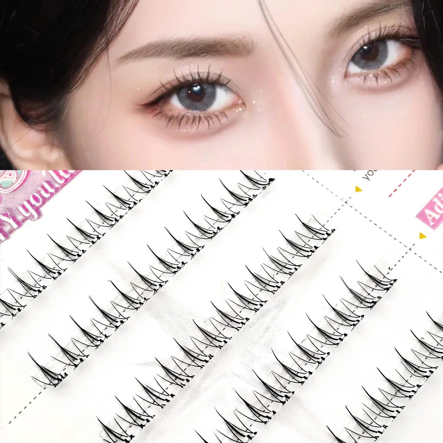 Self Adhesive Bottom Lashes No Glue Needed Reusable Under Eyelash Korean / Makeup DIY Individual Manga Lash Clusters