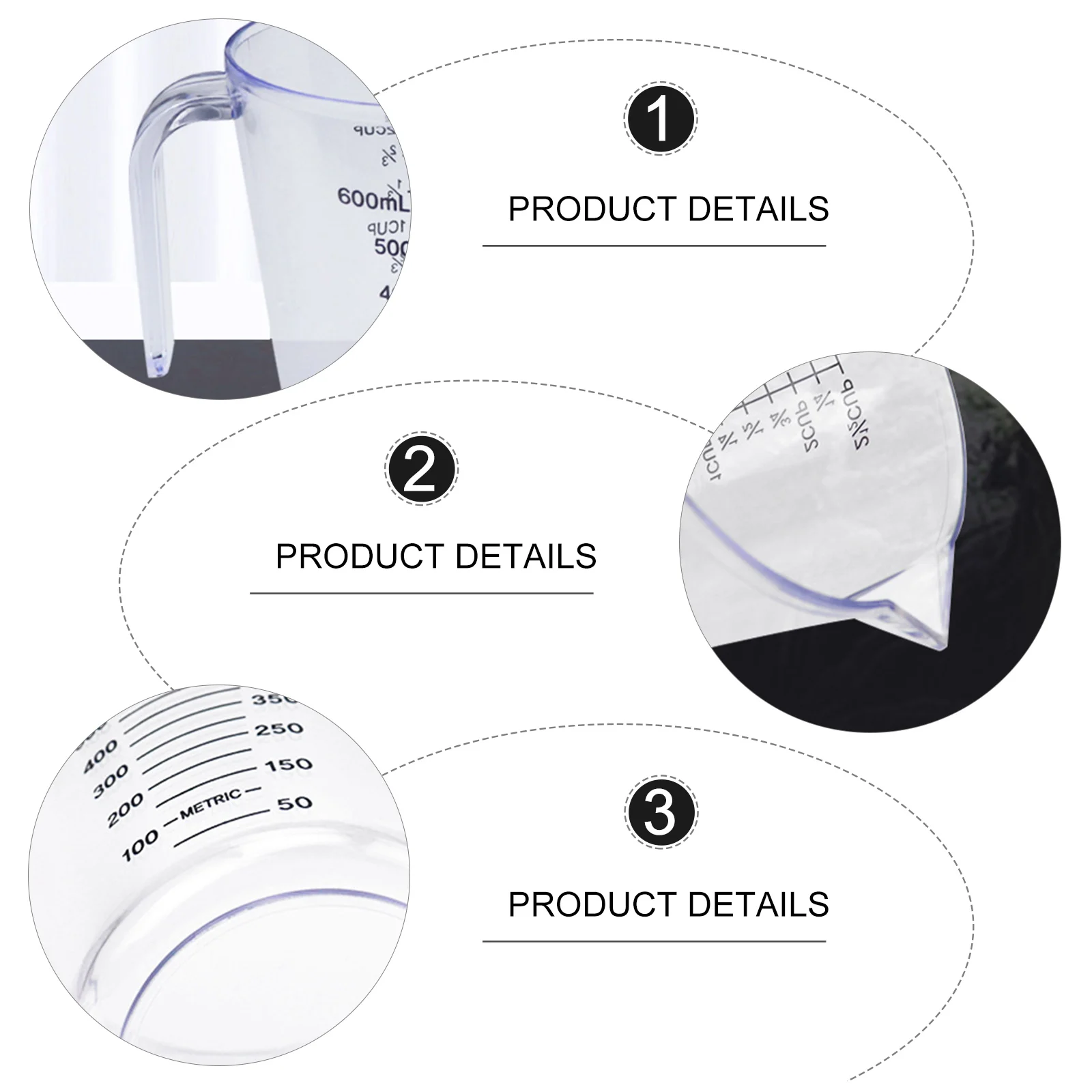 

Plastic Measuring Cups Kitchen Tools Liquid Container Mixing Pitcher Portable Easy Clean Graduations Reading Instruments