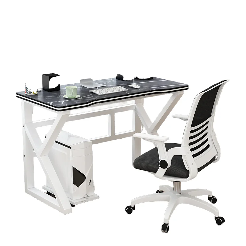 

Modern black and white gaming desk computer desk with new design metal material, suitable for home office