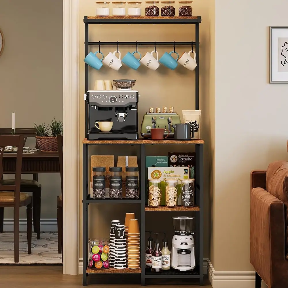

Kitchen Buffets Sideboards 23.6 H Length With 6 Tiers Zoned Storage Design Coffee Bar Station Microwave Stand Kitchen Ra Bakers