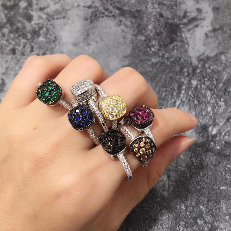 7 Kinds of Crystal Honeycomb Style Throne Rings For Women Luxury Stacking Knuckle Ring Fashion Jewelry