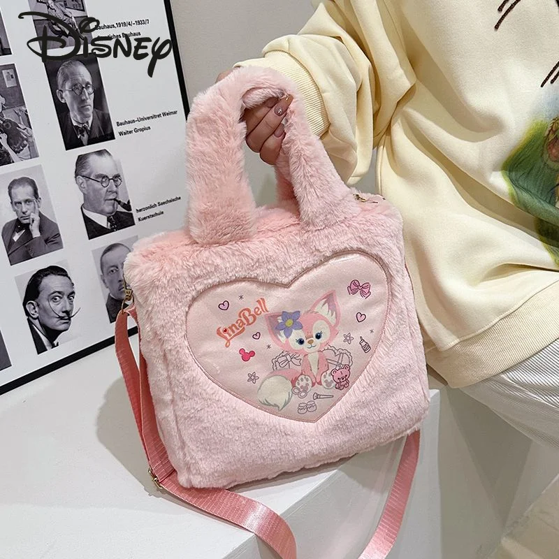 Disney Strawberry Bear New Women's Crossbody Bag Fashion Large Capacity Plush Shoulder Bag High Quality Cartoon Cute Handbag