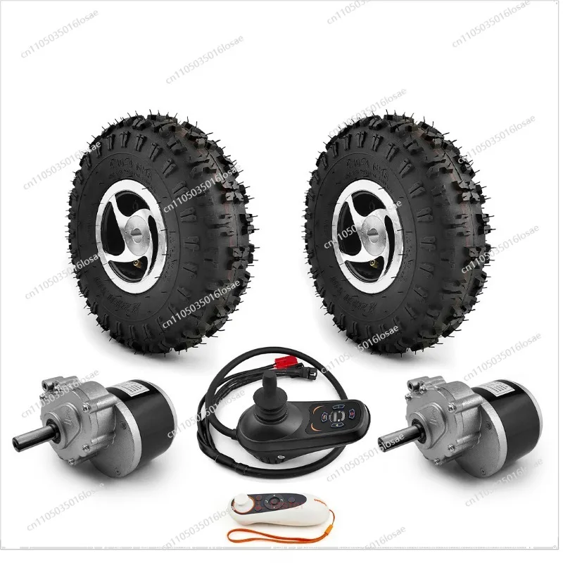 For 10 Inch Wheels 24V 700W Dual Drive Motor 4.10-4 Off-road Tire Joystick Remote Control Trolley