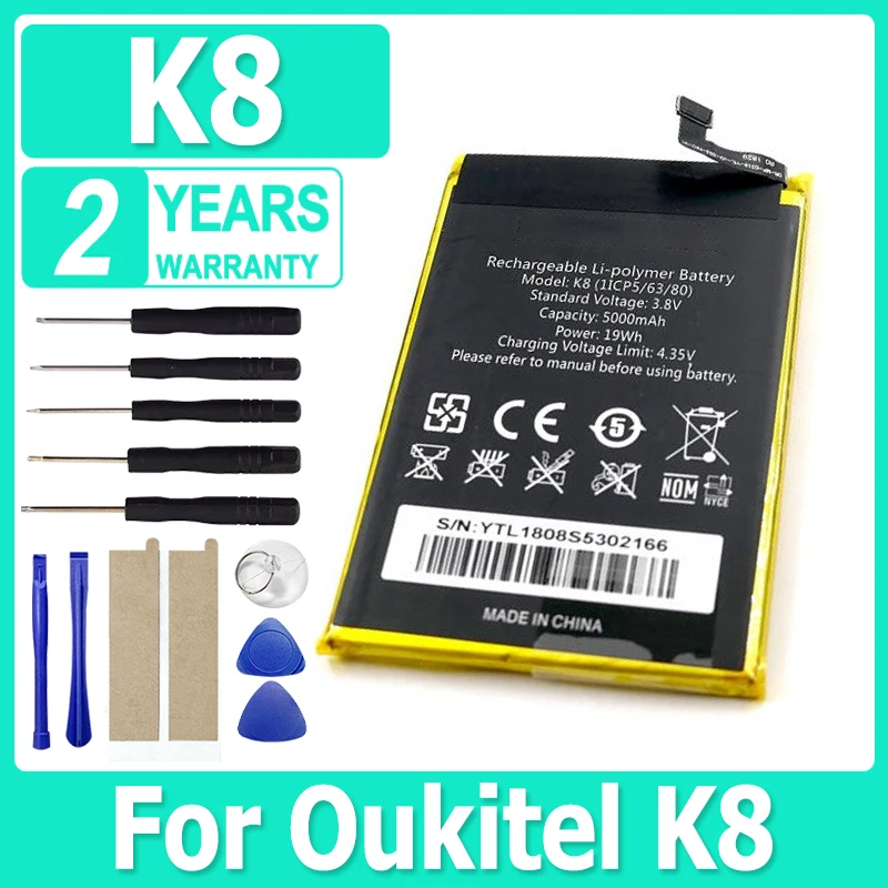 For OUKITEL K8 battery 5000mAh High quality Long standby time Mobile phone battery For OUKITEL K8 battery Mobile Accessories