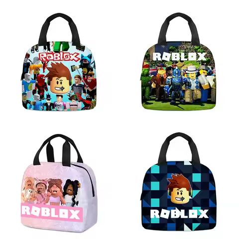 Roblox Game Themed Lunch Bag Cartoon School Tour Meal Bag Children's Gift Thermal Insulation Portable Food Storage for Kids