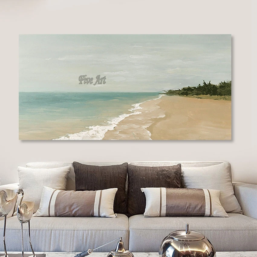 

Modern Abstract Acrylic Beach Scenery Oil Painting Wall Decoration Canvas Picture Handmade Artwork Home Decor Unframed