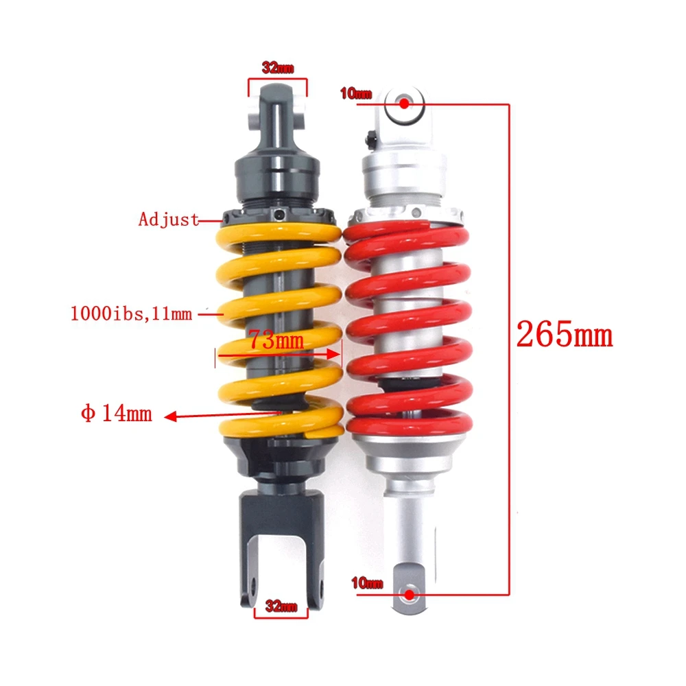 265mm Motorcycle Central Rear Shock Absorber Rear Suspension Fit For Honda Yamaha Kawasaki YZFR15 VIXION155 CBT125  Z125 Pro