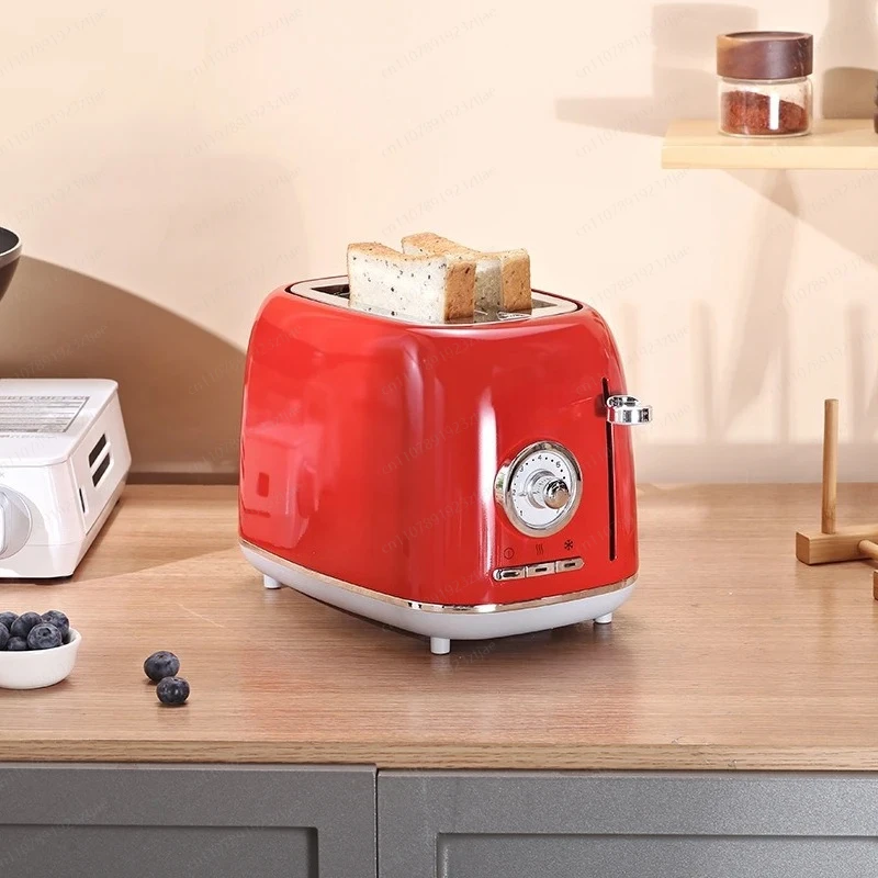 Retro style Electric Toaster Bread Bake Grill 2 slices wide slot Stainless steel Toast oven Breakfast sandwich maker buns Warmer