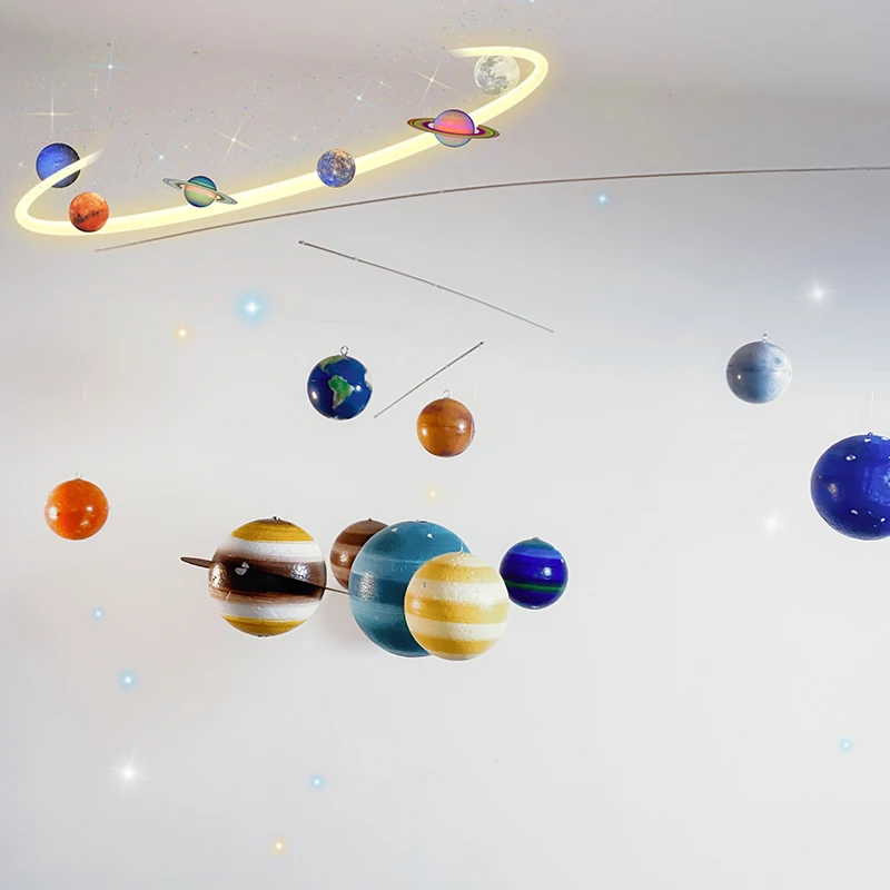 Retro Universe Planet Balance Pendant DIY Material Bag Children\'s Room Decoration Send Sticky Hook New Year Decoration