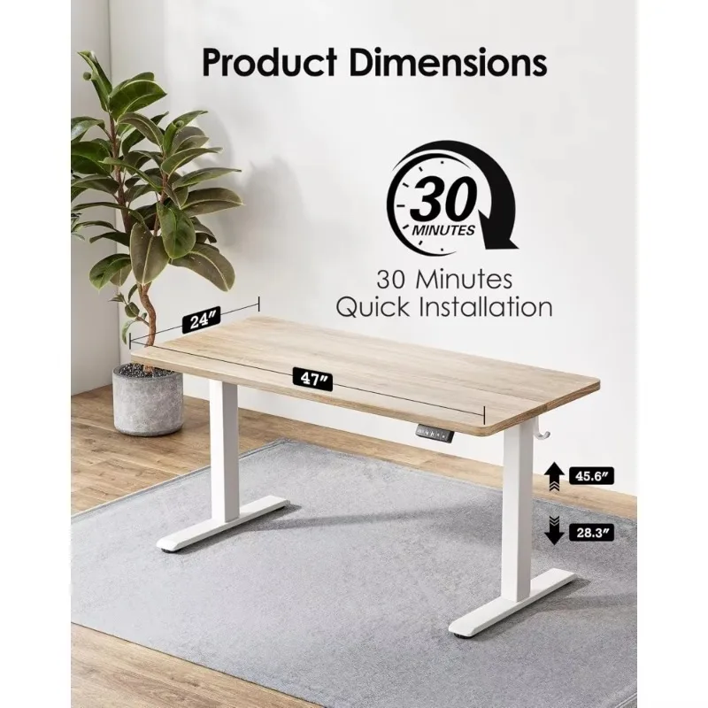

Standing Desks, 47 x 24 inch Height Adjustable Electric Standing Desks, Sit Stand Up Desks, Splice Board, w/Frame/Maple Top
