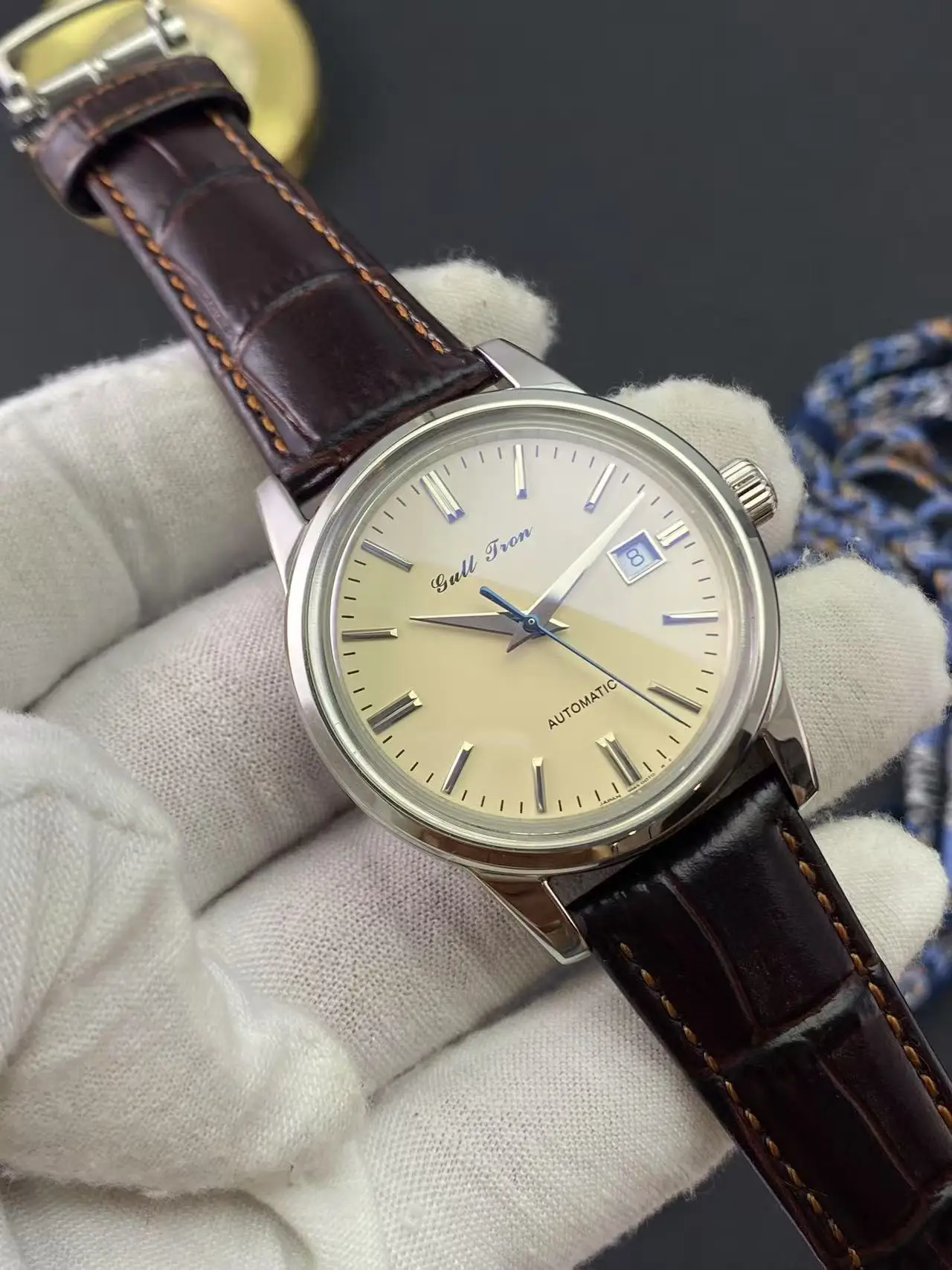 ساعة رجالية ميكانيكية أوتوماتيكية طراز ريترو GS حركة النورس 28424 مع موازين معدنية مصقولة ثلاثية الأبعاد #5