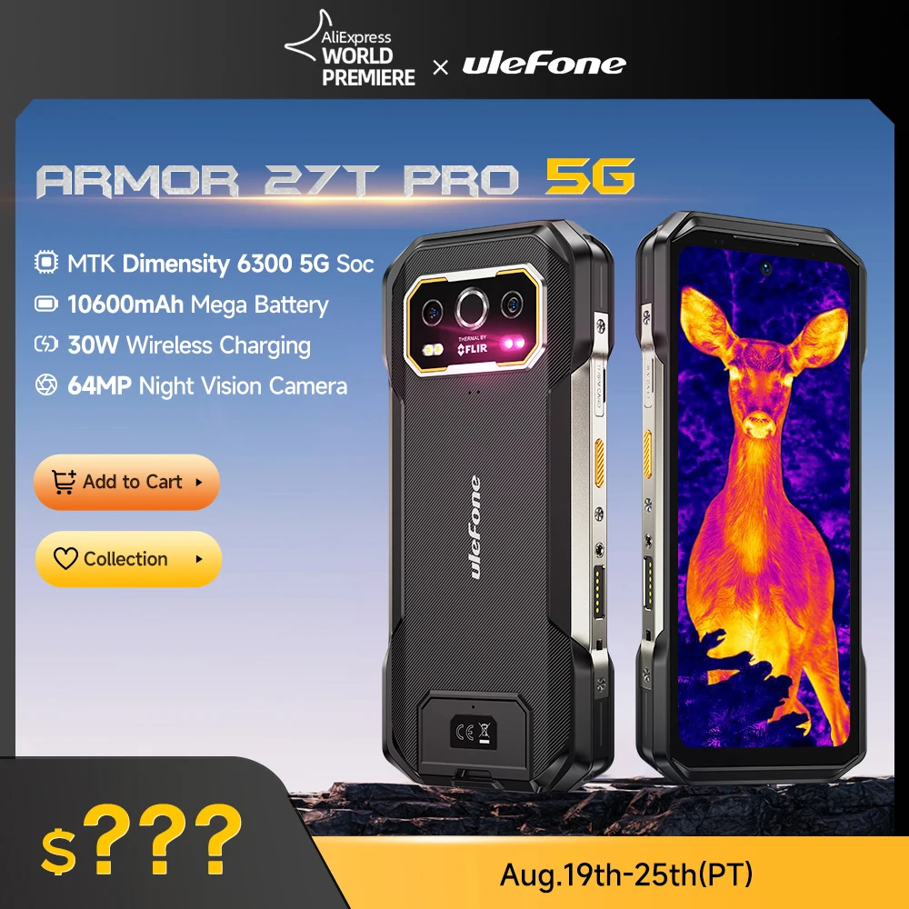 【NEW】Ulefone Armor 27T Pro 5G, прочный телефон, 10600 мАч Защищенный смартфон, Android 14, 50 МП+64 МП ночная камера, 6,78