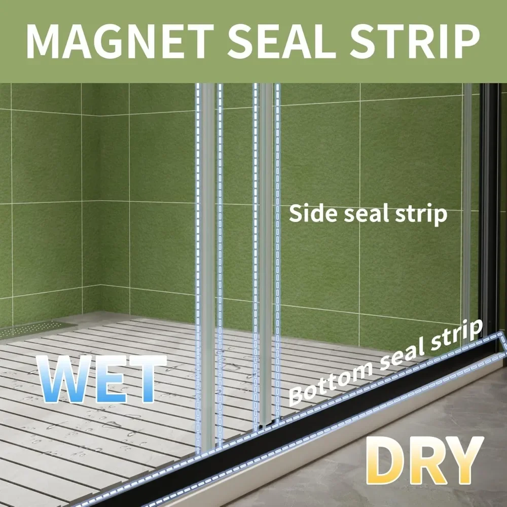 

50-54 in.W x70 in.H Semi-Frameless Sliding Shower Door,Sliding Shower Door with 1/4" (6mm) Clear SGCC Tempered Glass,Matte Black