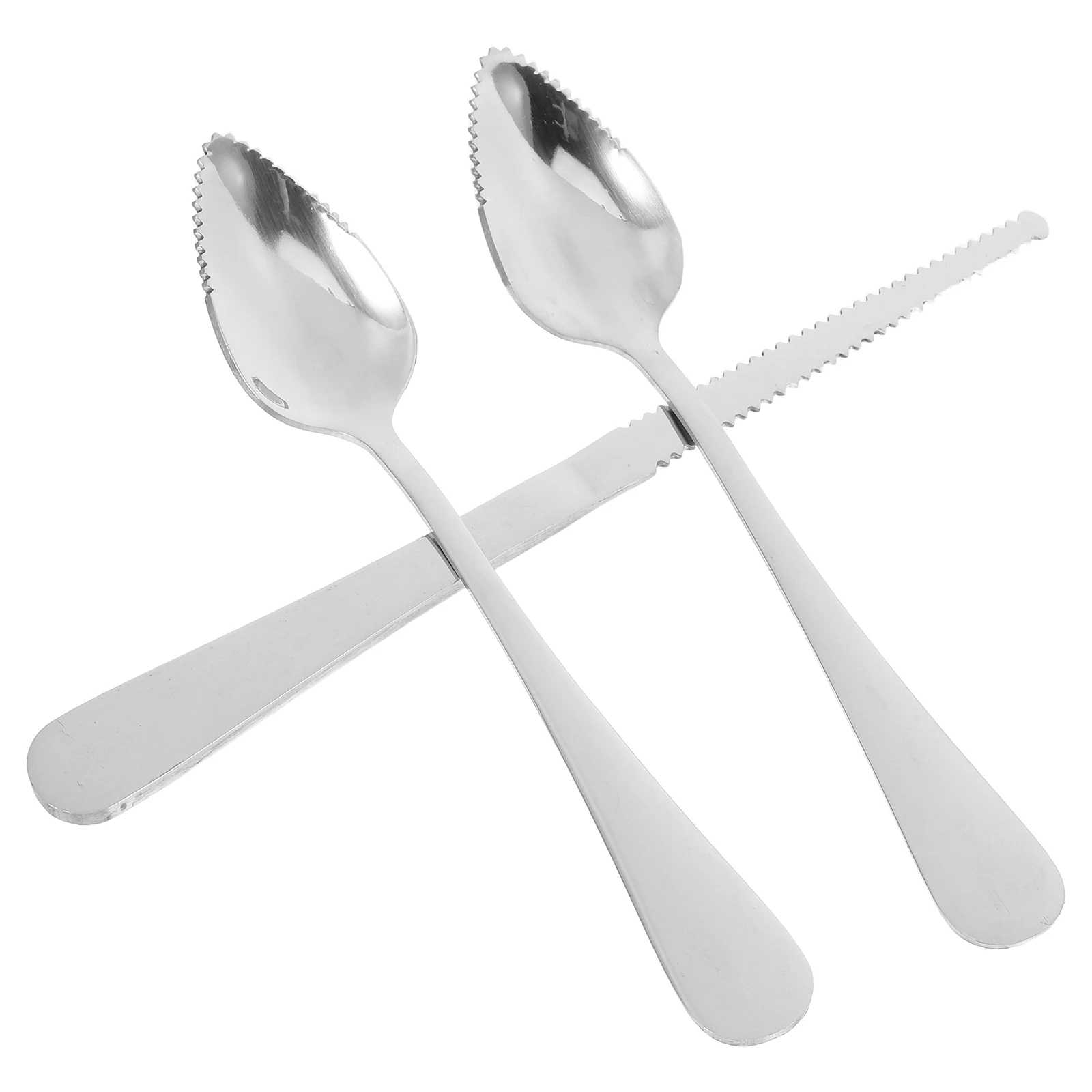 

Fruit Cutting Set Stainless Steel Knife Grapefruit Scoops Eating Spoons Kitchen Tools Utensils Set Metal DessertSpoons Serving
