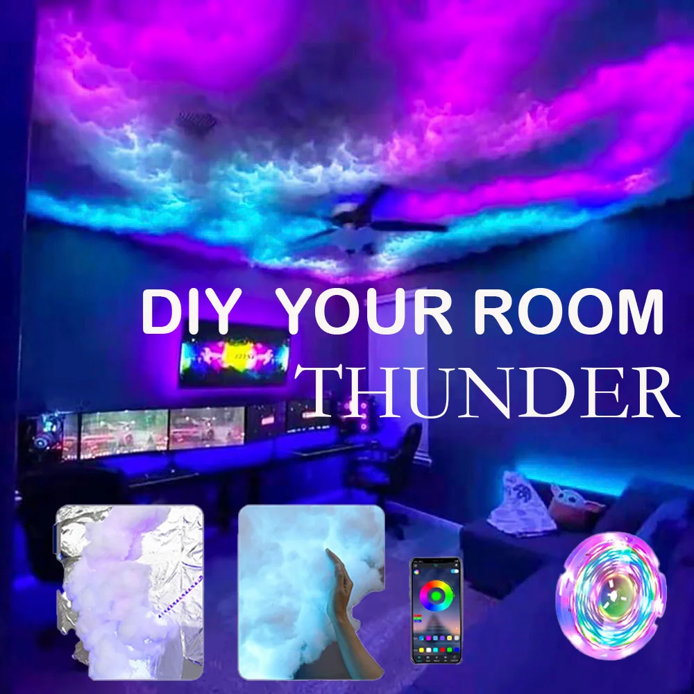 RGB Thunder Cloud Lamp Led , DIY Creative Cloud Lights Strip， Gaming Room Wall Light Bar Atmosphere Party Festival Decor Lights