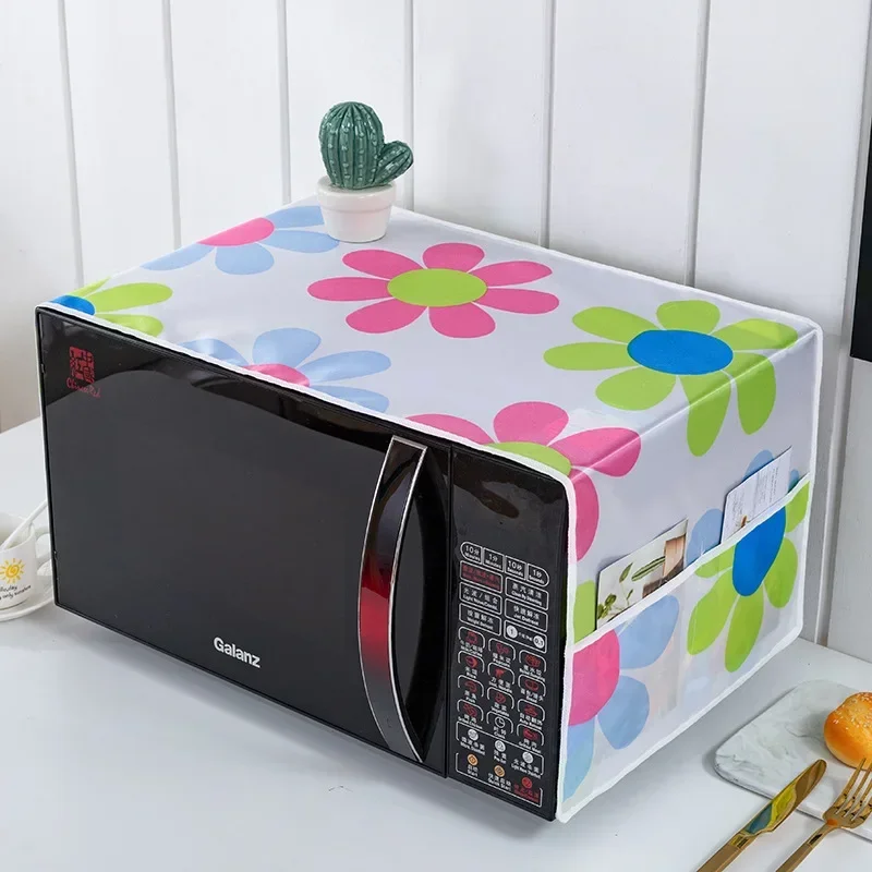 Microwave Oven Dust Cover Dustproof Satin Storage Bag Dust Cloth Household Printed Cover Modern Top Cover Cloth