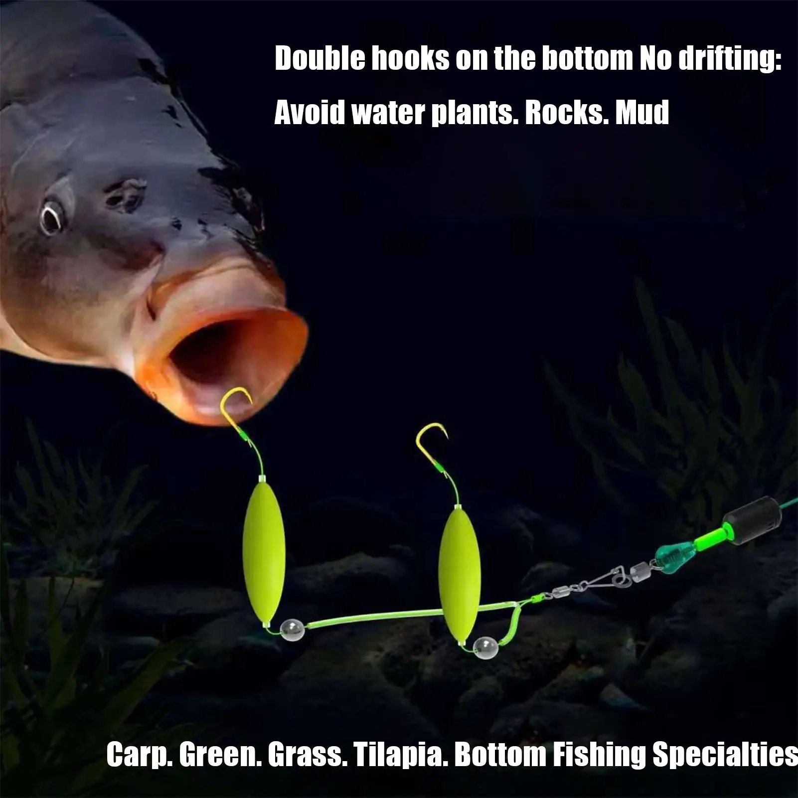 

Reverse Bottom Hook Rig Double Hook Inverted Float Floating Reverse Bottom Rigs For Freshwater Ice Boat Surf Trout Carp Bass