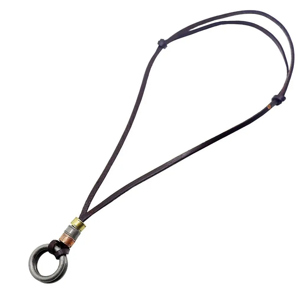 Unisex Leather Glasses Retainer String with Two Circles Eyeglasses Holder Necklace for Fashion Glasses Oversized