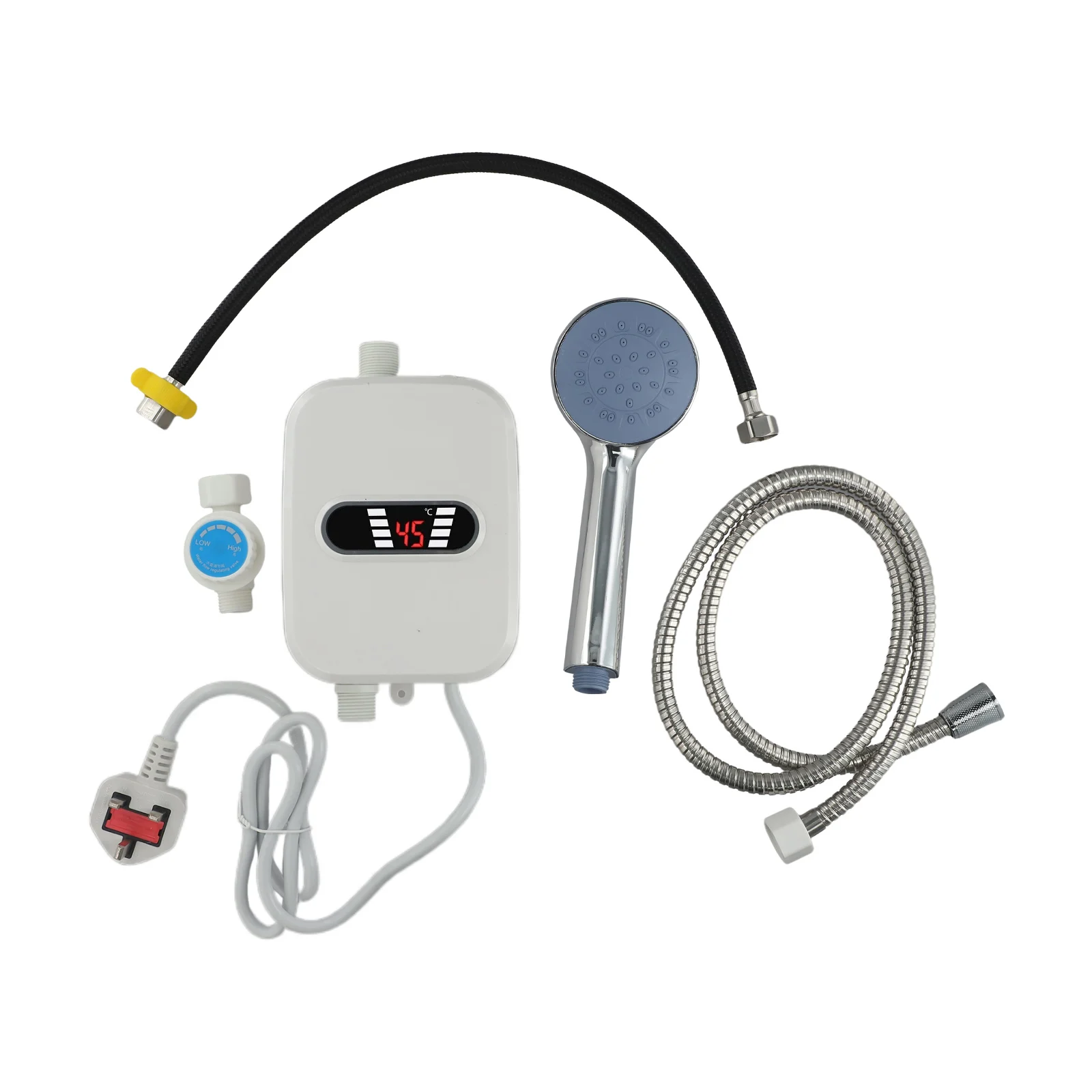 Warmwaterdouche Elektrische verwarming Veiligheidsverwarmer Wit 1 set 3000 W 33x12,5 cm Eenvoudig te installeren ABS + Metaal Efficiënt