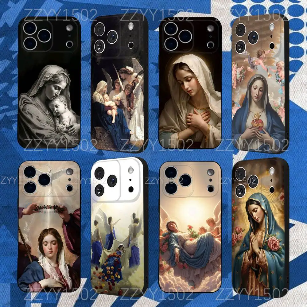 

Virgen Mary Virgin Bible Phone Case For iPhone 17,16,15,14,13,12,Pro,Max,Plus,E,SE4,Air,Mini Black Funda Shell