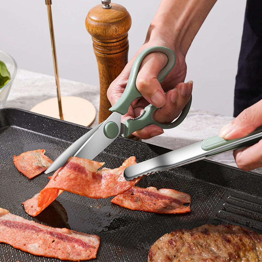 

Barbecue Scissors Food Tongs Kitchen Tool Set Stainless Steel BBQ Gadgets Household Practical Scissor Clip For Party