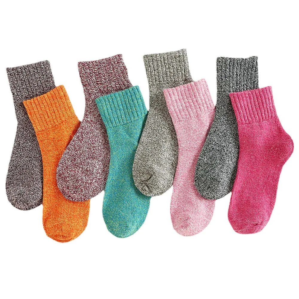 5 paires de chaussettes pour femmes, ensemble épais japonais brillant, à la mode, Simple, polyvalent, décontracté, Tube central, chaussettes chaudes et confortables en laine