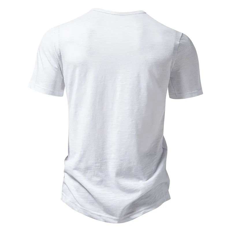 2026 Herren V-Ausschnitt Bambusfaser T-Shirt Mittelstreifen 4-Knopf Kurzarm Eng Anliegend Atmungsaktiv Lässig Sommer Alltags-Oberteil – Detail 4