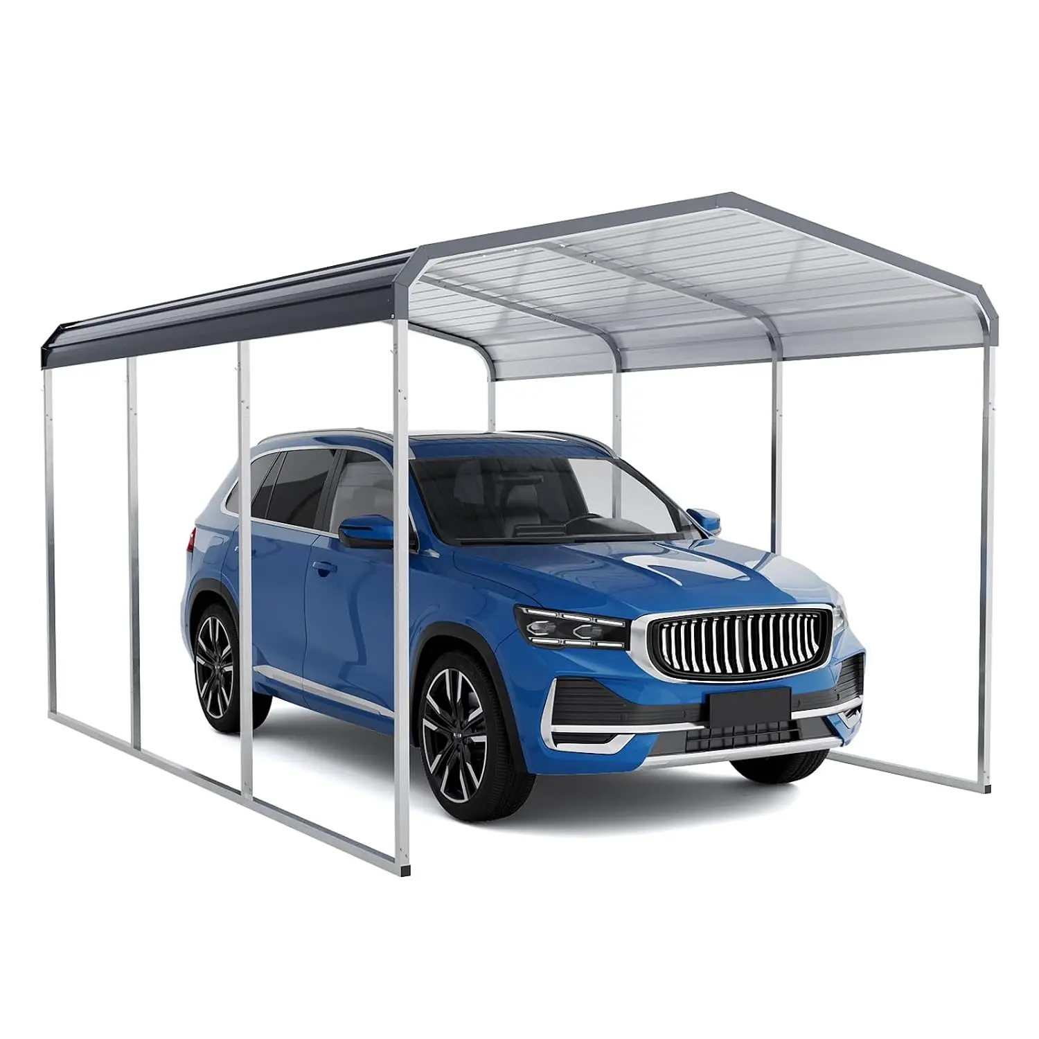 Outdoor Metal Carport, 10x15 Heavy Duty Carport, Car Shelter with Galvanized Metal Roof and Updated Frame, Canopy, Customized