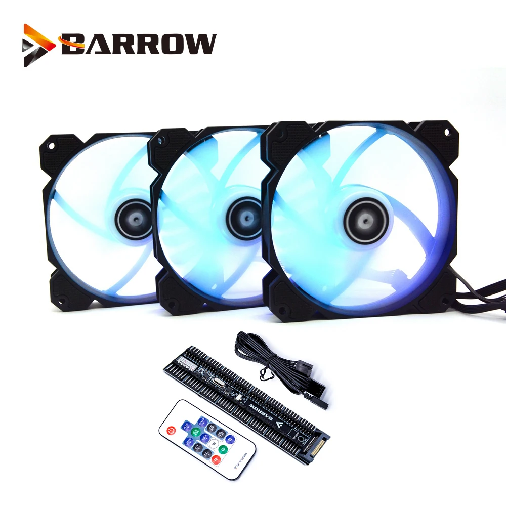 Barrow PWM Fan Size 120*120mm Fan use for Radiator Computer Case with 5V A-RGB Light 6PIN Header/Support Motherboard Aurora