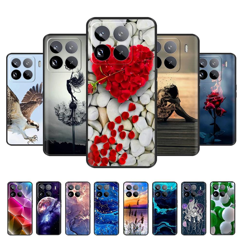 For Xiaomi Mi 15 5G Case Printed Marble Heart Flower Soft Silicone Bumper for Xiaomi 15 Pro Mi15 Phone Case Cover TPU Fundas Bag