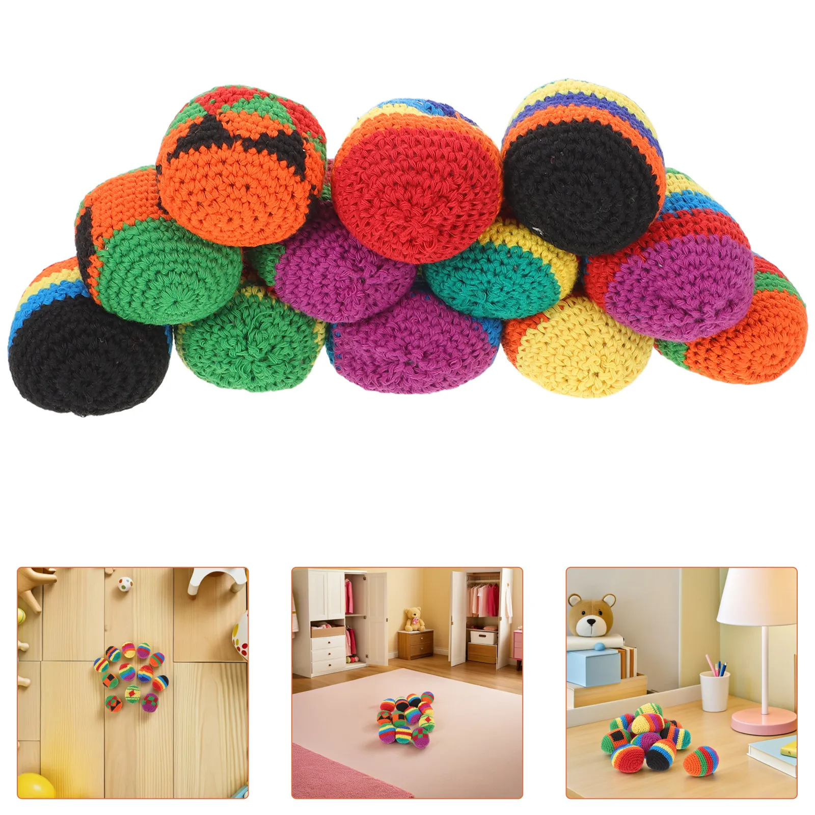 

Набор из 12 мягких вязаных шариков-мешочков ручной работы для детей: яркие, моющиеся, для развития координации и веселых игр
