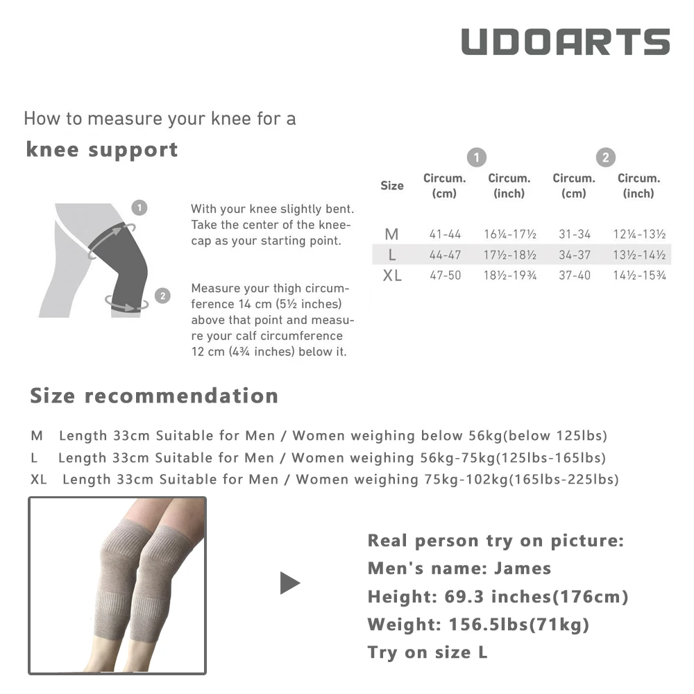 UDOARTS Cashmere Four Seasons Knee  Warmers Elastic Leg Sleeves Leg Warmers For Men And Women(1 pair)