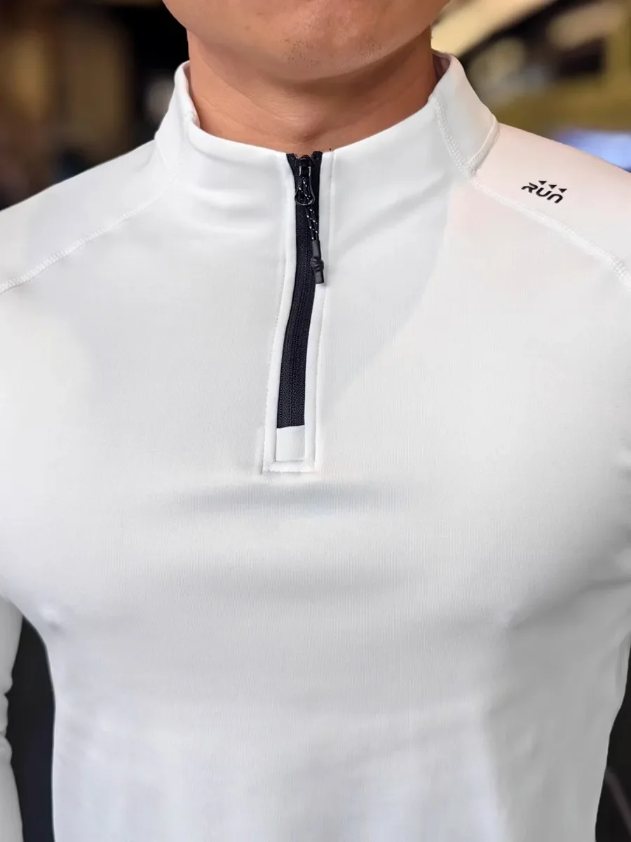 Spring Autumn American Slim-fit Warm Elastic Gym Fitness Running Training Sports Long-sleeved T-shirt 2024 New Style Men Top