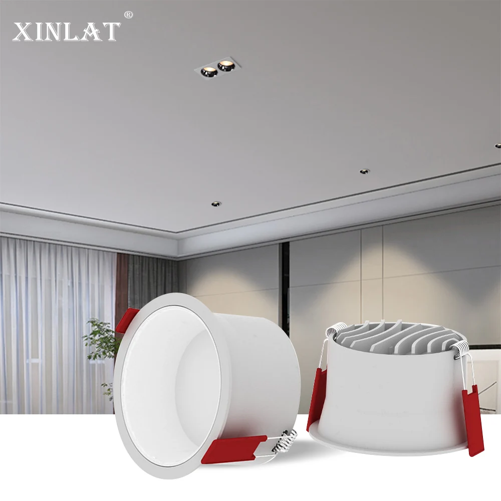 LED Downlight Glare Aluminium Recessed Household Ceiling Light Narrow Bezel Ceiling Light Opening 7.5 No Main Lamp