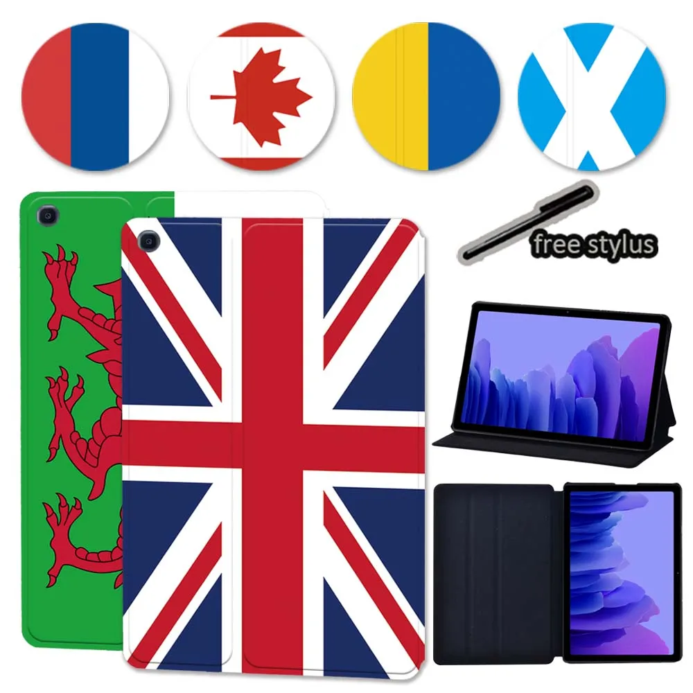 For Samsung Galaxy TAB A7 10.4 2020 T500 T505 Tablet Case Anti-fall National Flag Pattern Protective Shell Leather Stand Cover