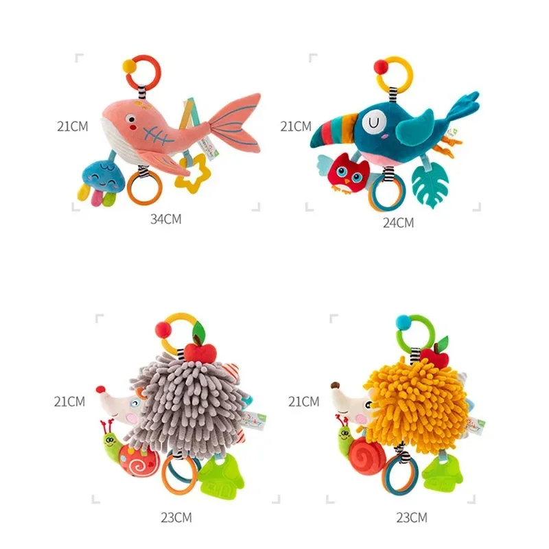 นุ่มทารกเปลเตียงรถเข็นเด็กมือถือแขวน Rattle ของเล่นเพื่อการศึกษาเด็กพัฒนาการสมอง Hand Grip น่ารักตุ๊กตาสัตว์ของเล่น