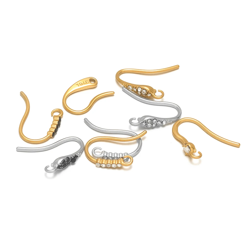 10pcs 316L Stainless Steel PVD Gold Plated Zircon Earring Hooks Wires for DIY Jewelry Findings Handmade Drop Earrings Making image 4