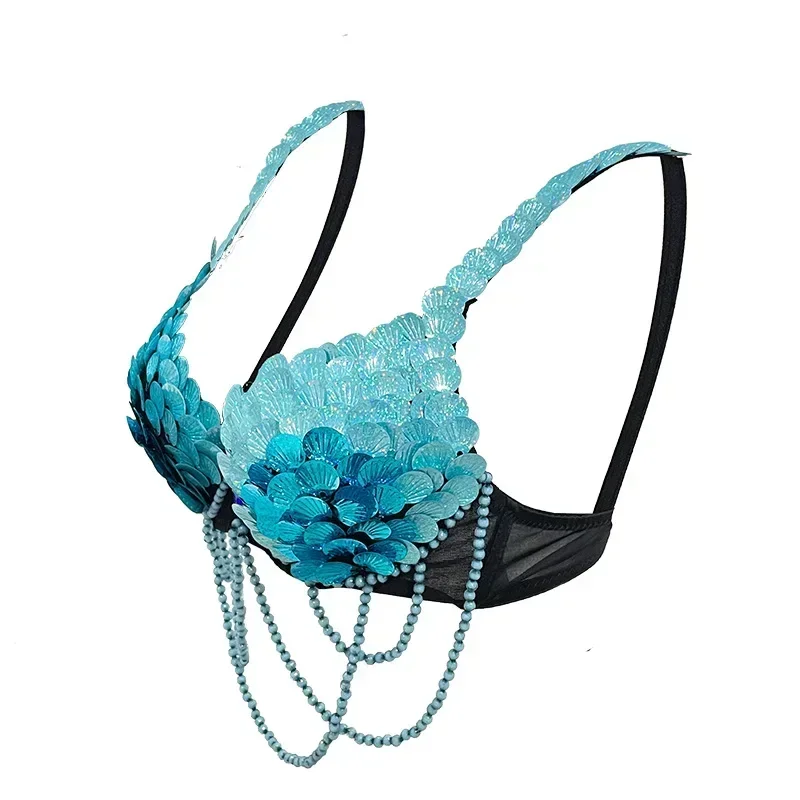 Festival Cosplay Party Top Anime Sexy Mermaid Ariel Princess Sequins Bra Girls Halloween Masquerade Uniforms Fancy Squama Bras