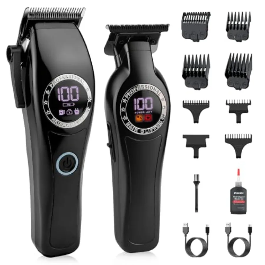 

Hair Clipper for Men Professional Clipper and Trimmer Set Rechargeable Barber Clippers Cordless Haircut Grooming Kit with LED D